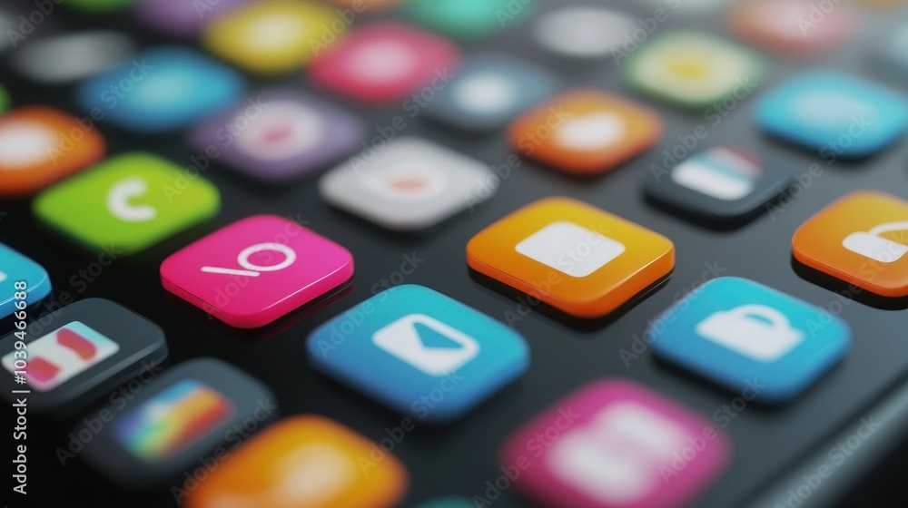 Colorful App Icons on a Smartphone Colorful App Icons on a Smartphone