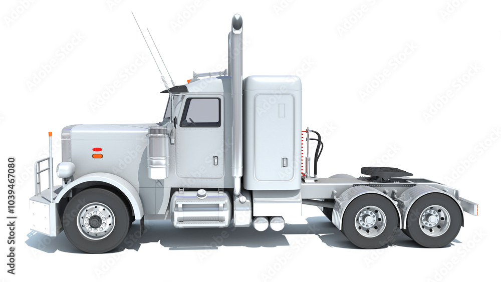 Semi Truck 3D rendering on white background Semi Truck 3D rendering on white background