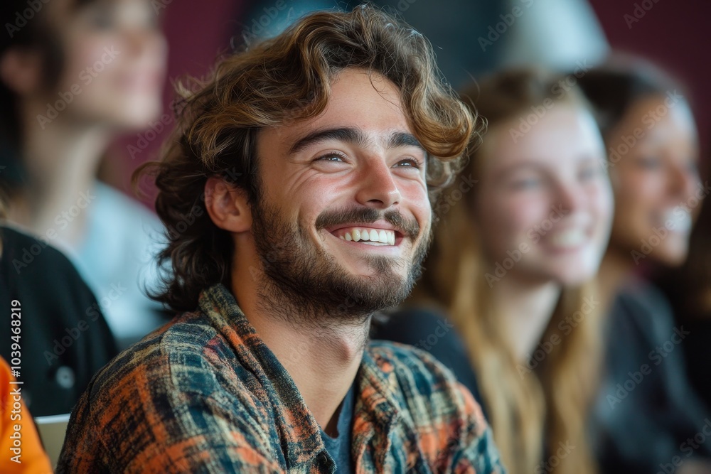 Student laughing during the lecture in class, Generative AI