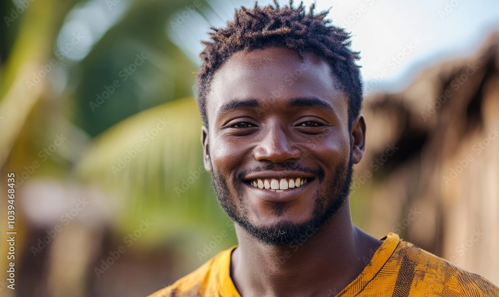 Portrait of smiling african man, Generative AI
