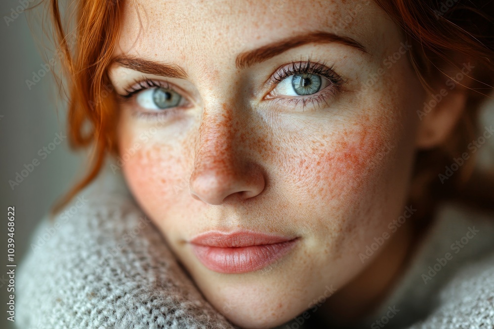 Portrait of woman with skin problem, Generative AI