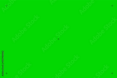 Green screen chroma key background, viewfinder camera frame, video film screen template, overlay. Cinema display with grid.
