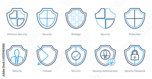 A set of 10 Security icons as antivirus security, security, strategy