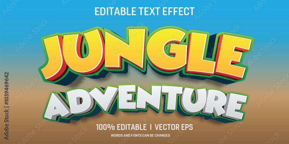 editable jungle adventure vector 3d text effect with modern style design editable jungle adventure vector 3d text effect with modern style design
