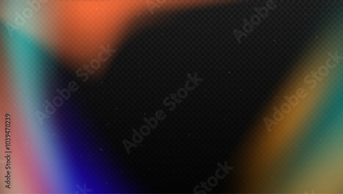 Film leak light overlay grunge texture or crystal holographic glass background with iridescent neon stripe, rainbow lens flare and camera bokeh effect. Retro cinema, movie or distressed photo filter.