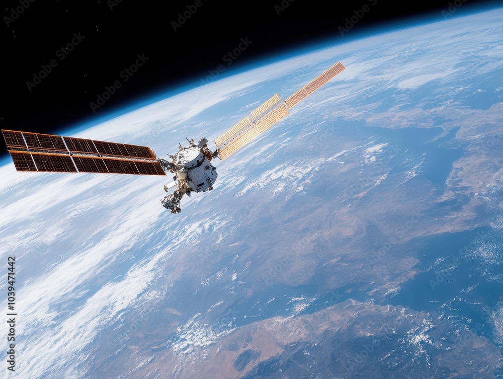 Fototapeta premium Robotic Servicing of a Satellite in Space