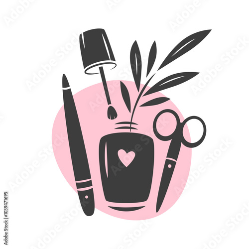 Nail studio logo. Nail polish. Minimalistic vector illustration for beauty salon