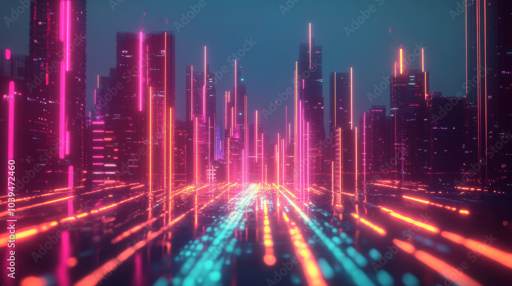 A futuristic city skyline with glowing lines representing the interconnectedness of the internet, fast internet speeds, and smart technologies. A futuristic city skyline with glowing lines representing the interconnectedness of the internet, fast internet speeds, and smart technologies.