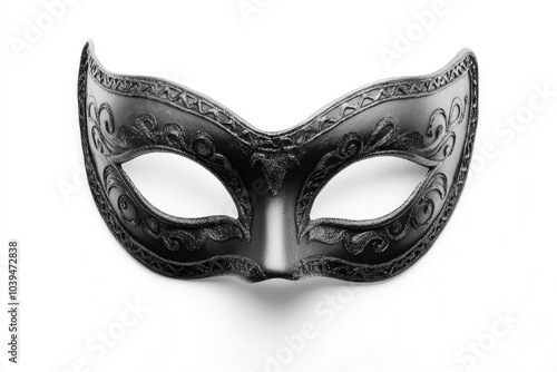 Black Venetian Carnival Mask with Intricate Floral Design