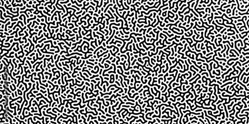 Organic seamless patterns with rounded lines Diffusion reaction background. Monochrome background of natural organic forms motion. Overlay template abstract Turing organic wallpaper background.