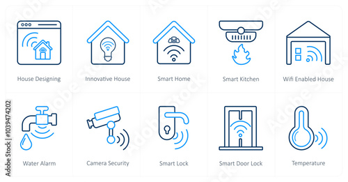 A set of 10 Smart Home icons as house designing, innovative house, smart home