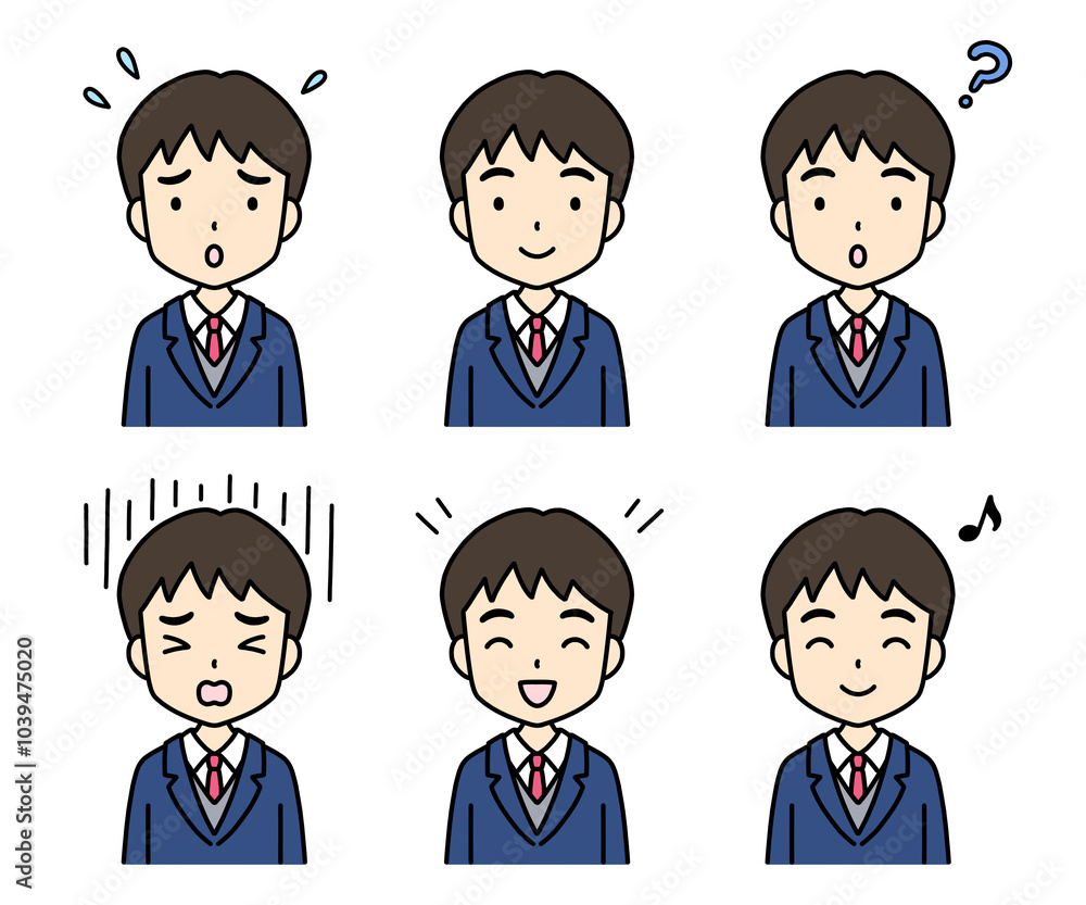 シンプルでかわいい学生イラスト(ブレザー・上半身・男の子) シンプルでかわいい学生イラスト(ブレザー・上半身・男の子)