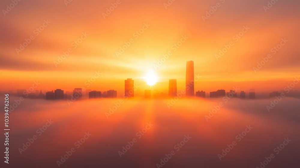Vibrant cityscape at sunset Vibrant cityscape at sunset