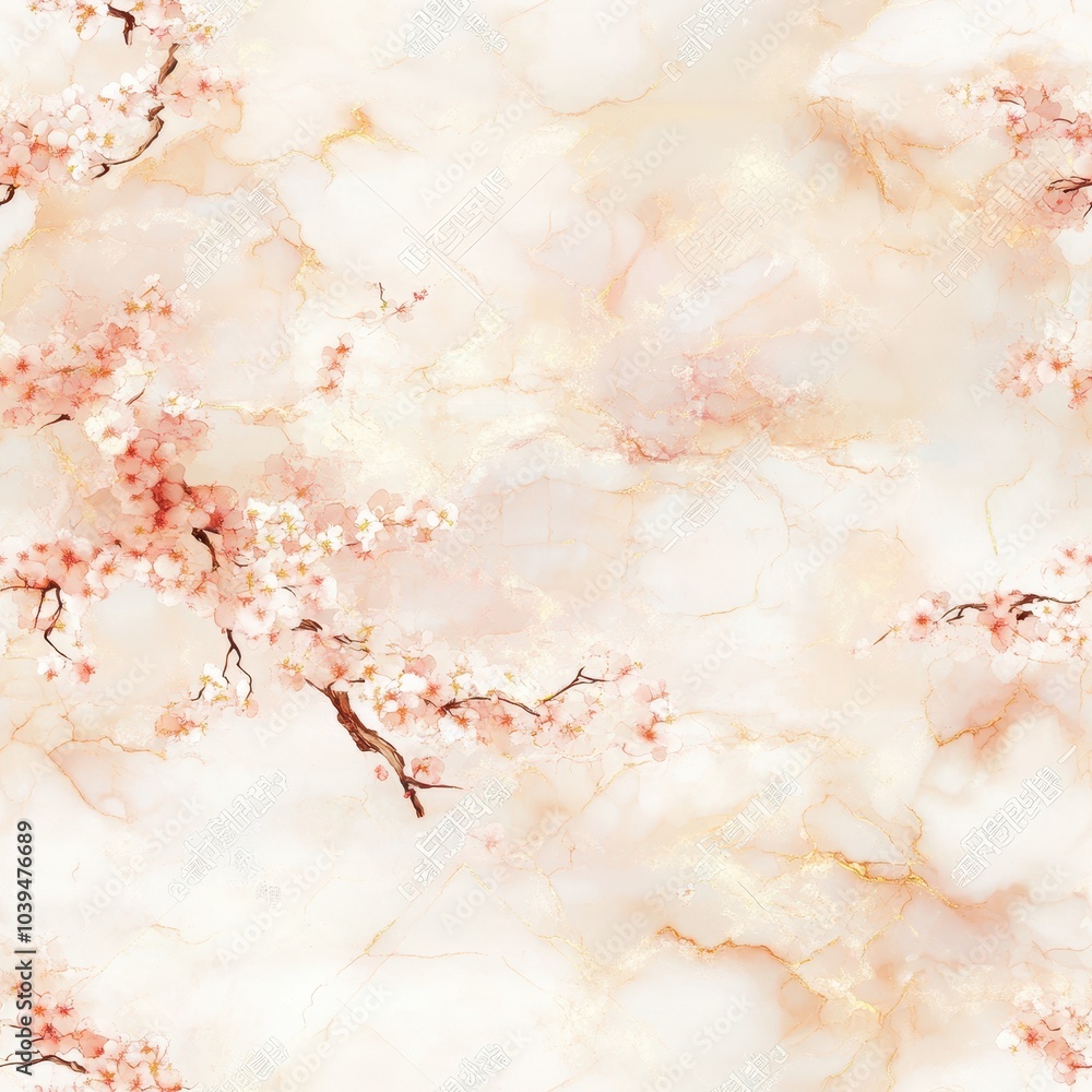 Obraz premium Elegant Seamless Fabric Pattern with Floral Elements