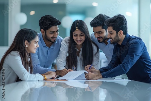 Professional indian businessteam working in modern office