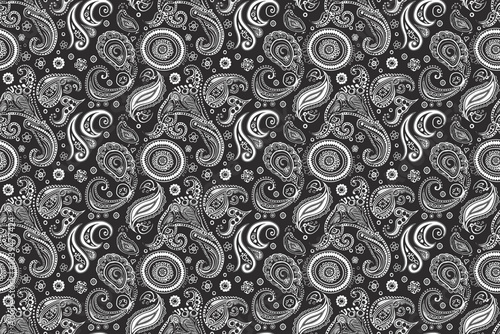 paisley backgrounds gray seamless texture pattern. background for cloth