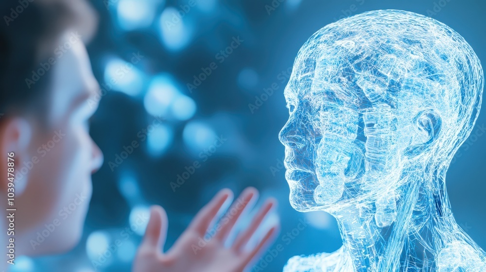 Obraz premium digital human head with abstract background