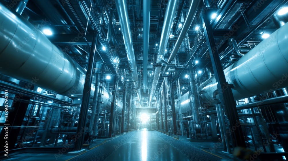 Industrial Plant with Symmetrical Storage Tanks and Pipelines Industrial Plant with Symmetrical Storage Tanks and Pipelines