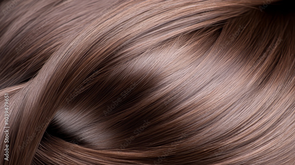 A close-up of brown hair with long, straight strands and wavy tops A close-up of brown hair with long, straight strands and wavy tops