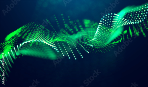 Futuristic particles wave. Abstract grid virtual reality. Graphic concept for your design