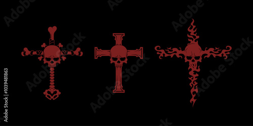 SKULL ILLUSTRATION SKULL ON THE CROSS
