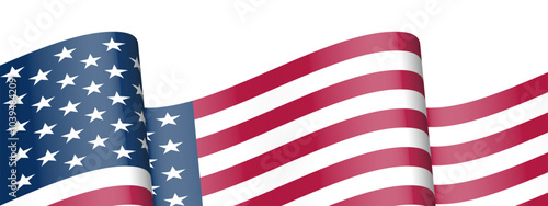 American flag banner flowing. copy space