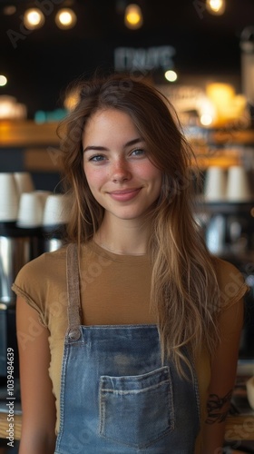 Obraz na płótnie Confident female barista, Generative AI w salonie