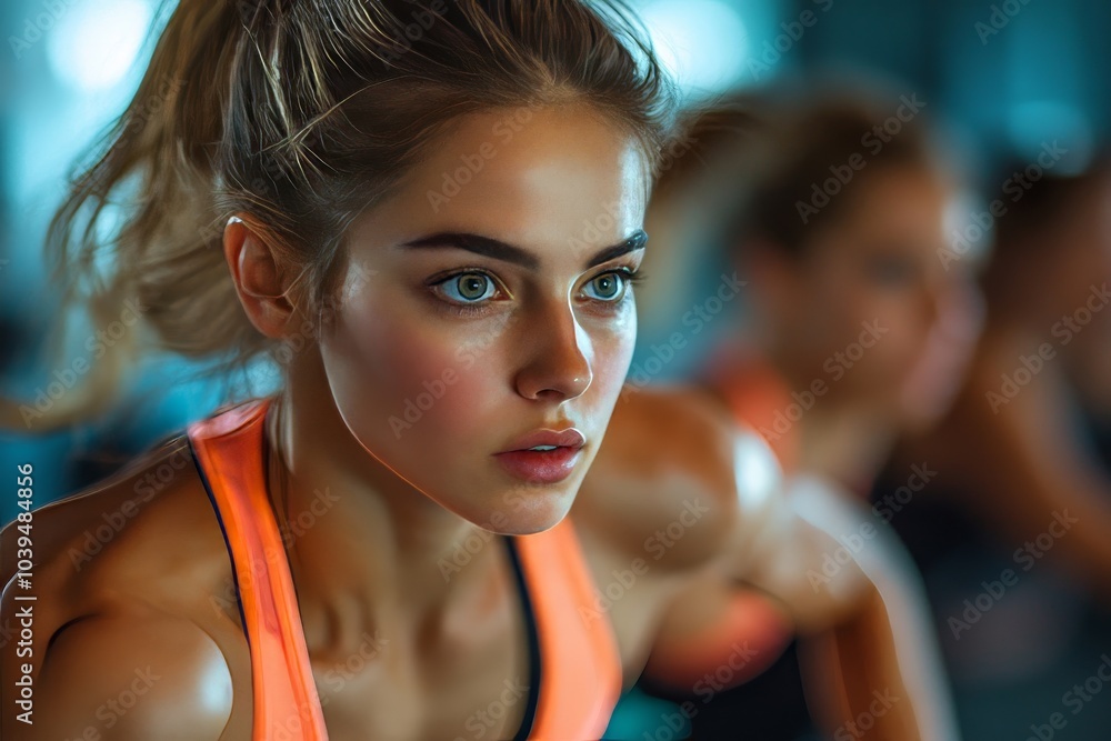 Intense workout at a fitness studio, Generative AI