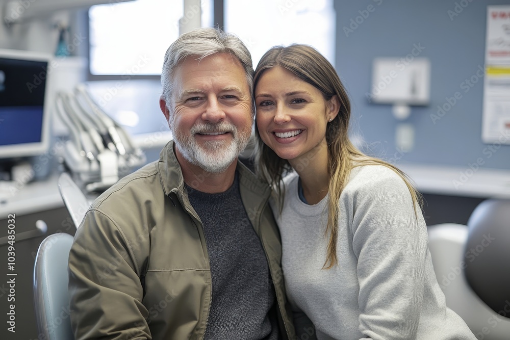 Smiling dentist and patient at dental clinic, Generative AI