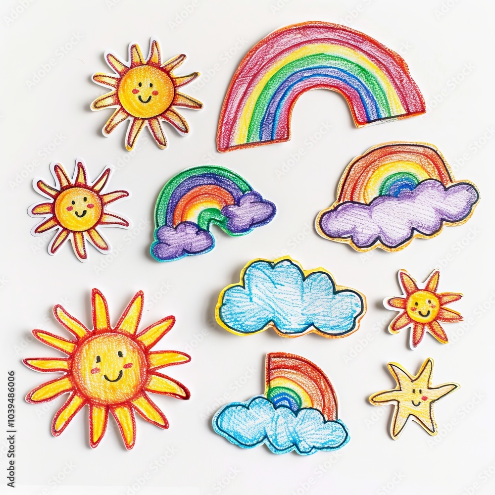 bright background rainbow, sun and clouds. bright background rainbow, sun and clouds.