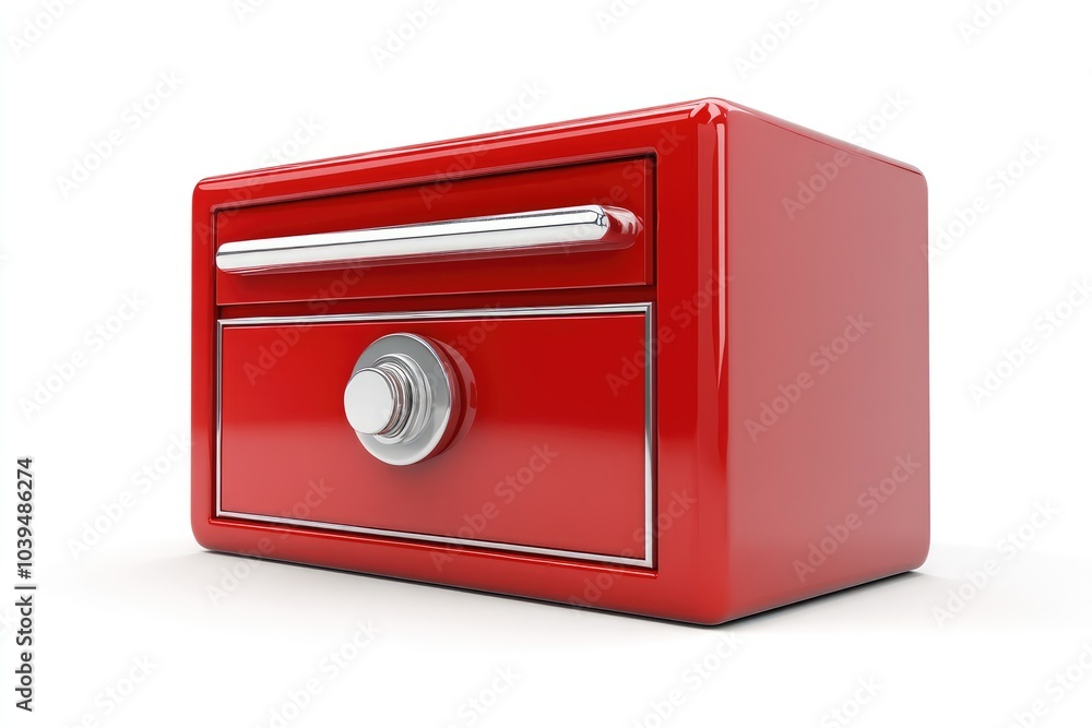 Red Metal Safe with Chrome Lock and Handle Red Metal Safe with Chrome Lock and Handle