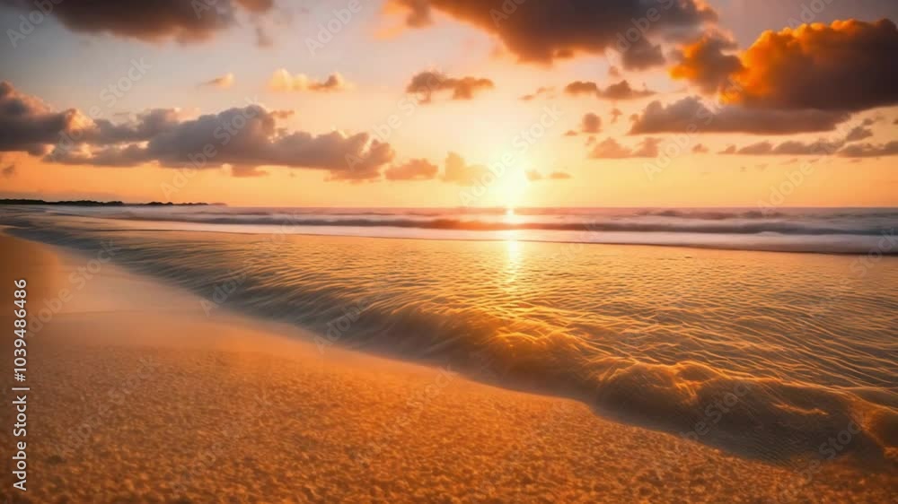 A detailed depiction of the sandy beach offers a close-up perspective, while the beach's panoramic landscape enhances the inspiration from its tropical horizon. The calmness of the orange and golden s A detailed depiction of the sandy beach offers a close-up perspective, while the beach's panoramic landscape enhances the inspiration from its tropical horizon. The calmness of the orange and golden s