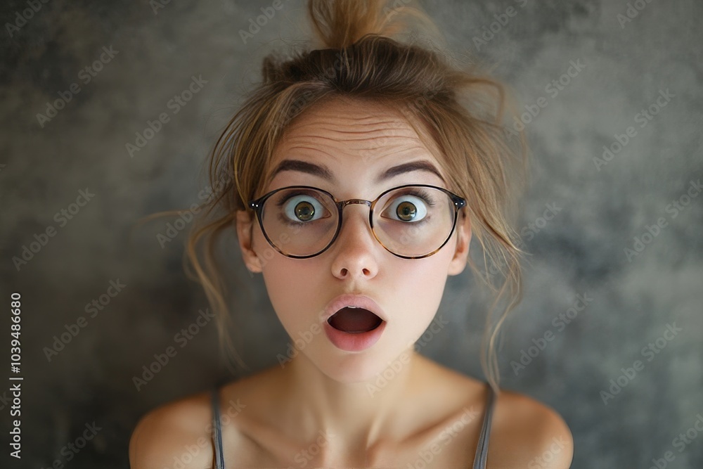 Excited and expressive creative woman wearing eyeglasses, Generative AI
