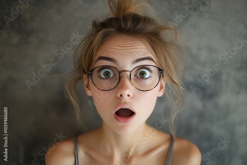 Obraz na płótnie Excited and expressive creative woman wearing eyeglasses, Generative AI w salonie