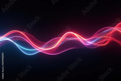 Abstract modern neon color waves on black background