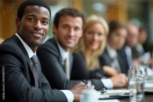 Team of corporate professionals having discussion in meeting, Generative AI