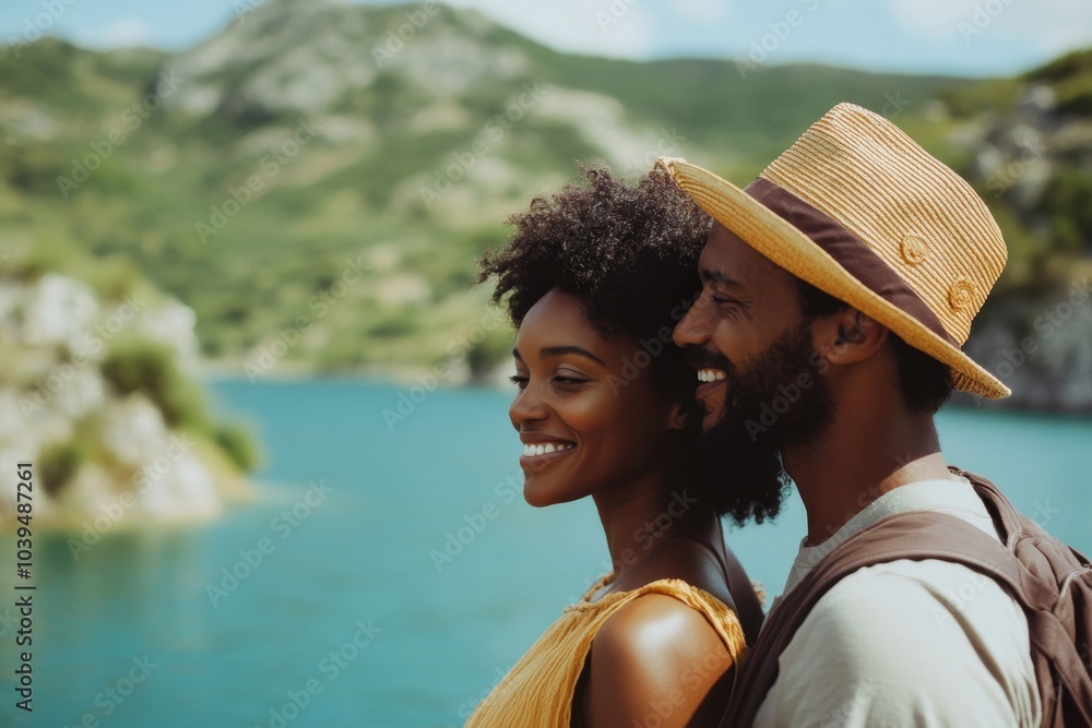 Couple on a honeymoon trip, Generative AI