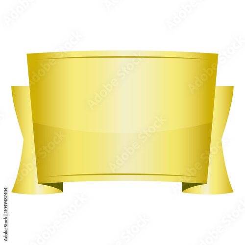 太いタイトルリボンのイラスト　単品　金の光沢グラデーション	
