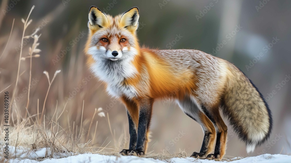 Fox in green forest. Cute Red Fox, Vulpes vulpes, at forest with flowers, moss stone. Wildlife scene from nature. Animal in nature habitat. Fox hidden in green vegetation. Animal, green environmen Fox in green forest. Cute Red Fox, Vulpes vulpes, at forest with flowers, moss stone. Wildlife scene from nature. Animal in nature habitat. Fox hidden in green vegetation. Animal, green environmen