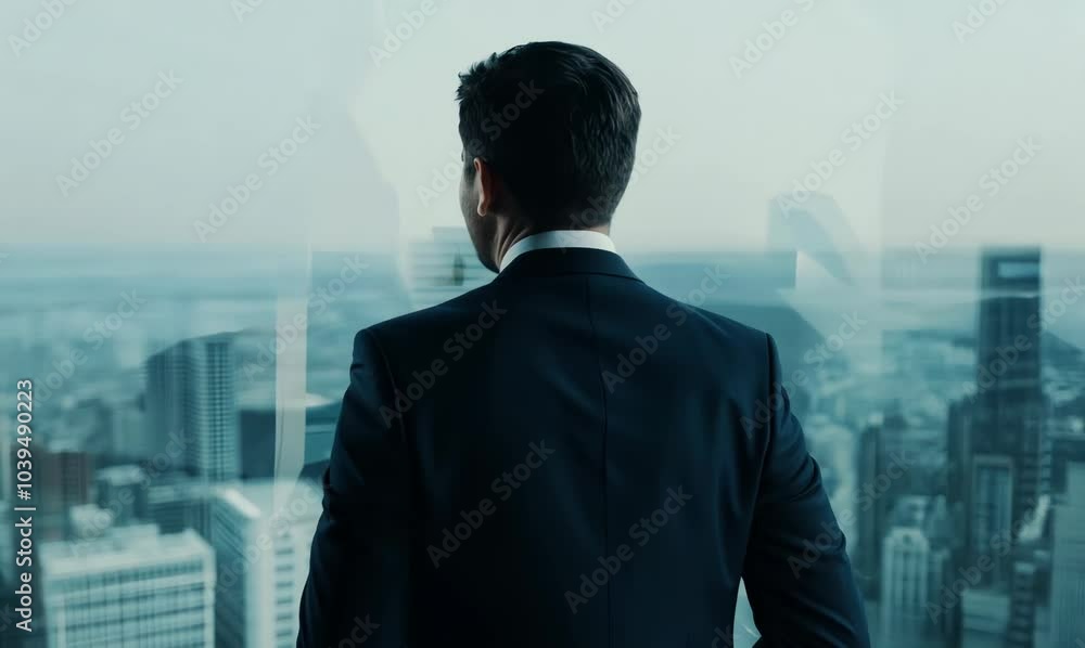 businessman contemplating potential deals in a stylish office businessman contemplating potential deals in a stylish office