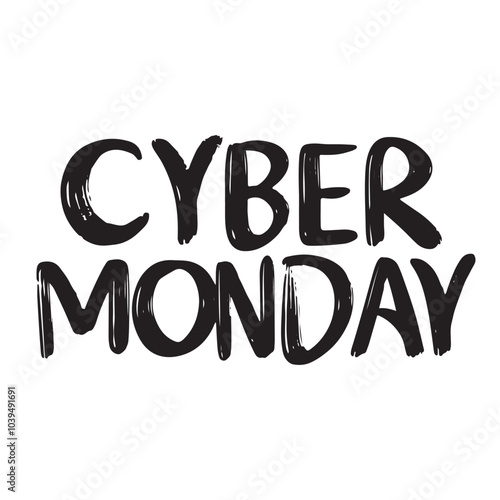 Cyber Monday text lettering. Hand drawn vector art.