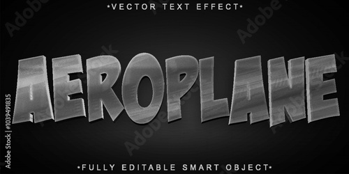 Cartoon Silver Aeroplane Vector Fully Editable Smart Object Text Effect