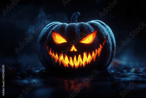 Wallpaper Mural Scary Glowing Pumpkin for Halloween Torontodigital.ca