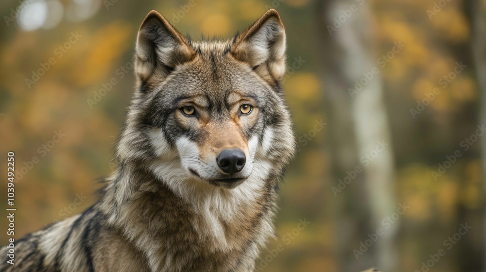 Portrait of grey wolf in the forest
Portrait of grey wolf in the forest