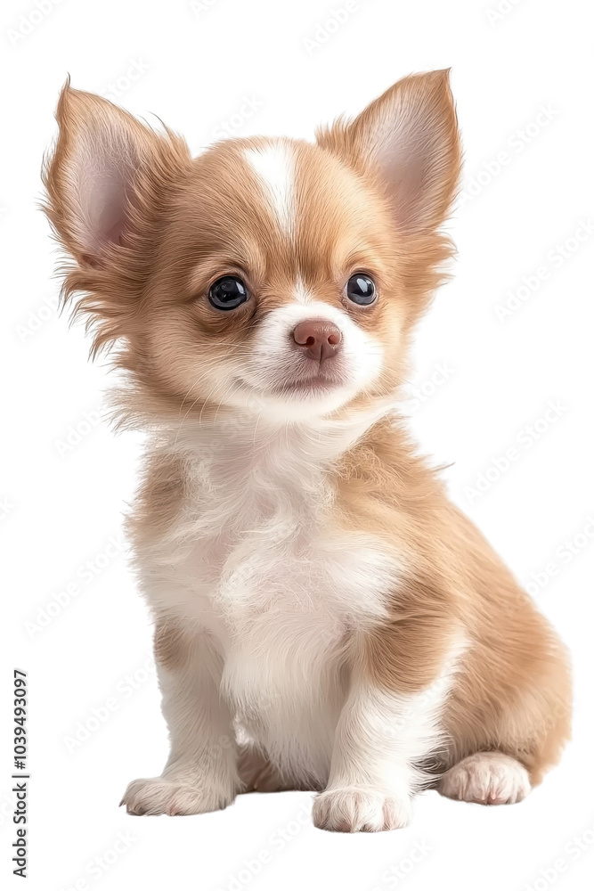 A baby Chihuahua, isolate on white background, with soft features and an adorable expression. cutout png A baby Chihuahua, isolate on white background, with soft features and an adorable expression. cutout png