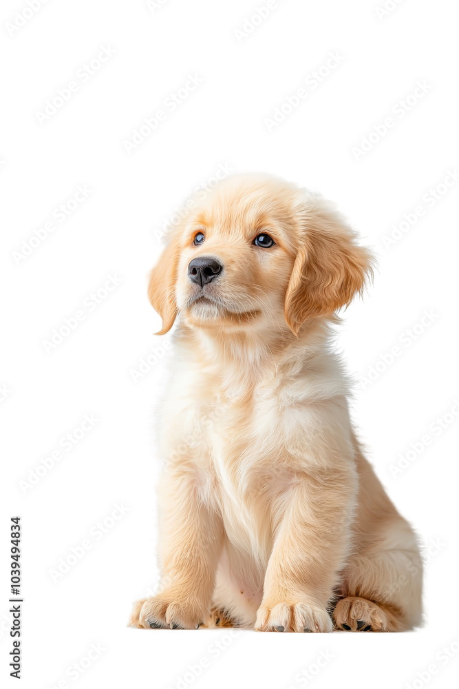 A baby Golden Retriever, isolate on white background, exuding cuteness with its big eyes and soft fur. cutout png A baby Golden Retriever, isolate on white background, exuding cuteness with its big eyes and soft fur. cutout png