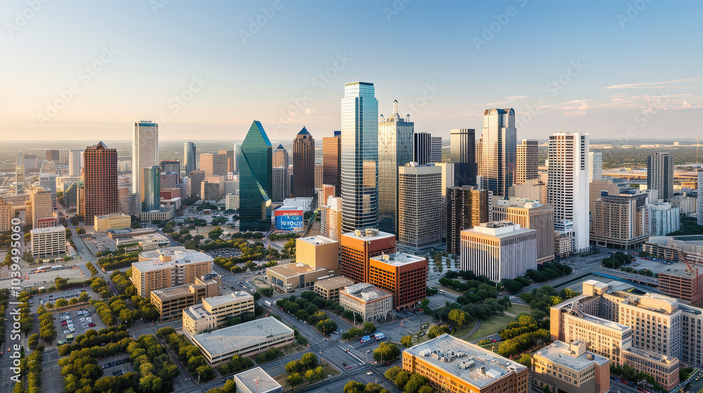 Obraz premium sprawling cityscape featuring modern skyscrapers and vibrant urban environment, showcasing architectural diversity and dynamic skyline of major city