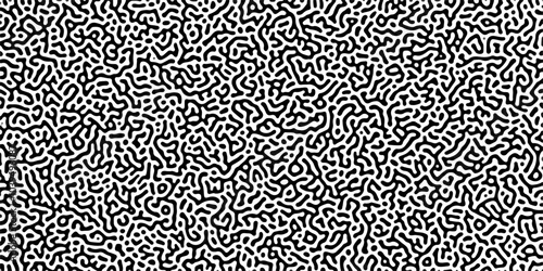 Organic seamless patterns with rounded lines Diffusion reaction background. Monochrome background of natural organic forms motion. Overlay template abstract Turing organic wallpaper background.