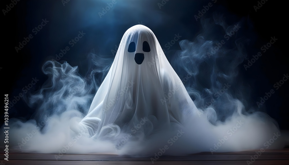 Ethereal Shadows: A Halloween Ghost Emerges from the Smoke Ethereal Shadows: A Halloween Ghost Emerges from the Smoke
