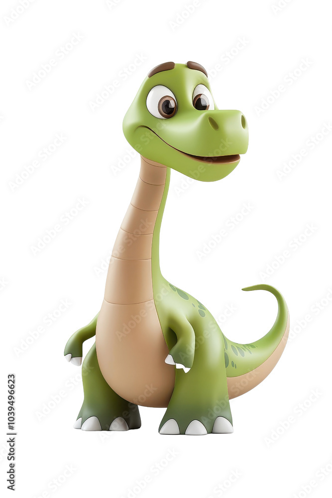A 3D cartoon character of Brachiosaurus, isolate on white background, suitable for playful designs. cutout png A 3D cartoon character of Brachiosaurus, isolate on white background, suitable for playful designs. cutout png